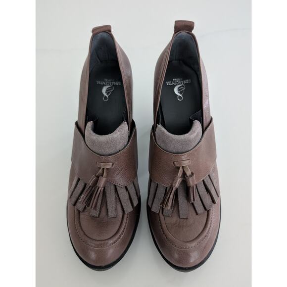 Renascentia Firenze Heeled Leather Loafers IT 38 US 8 Brown Shoes Made in Italy - Picture 3 of 10